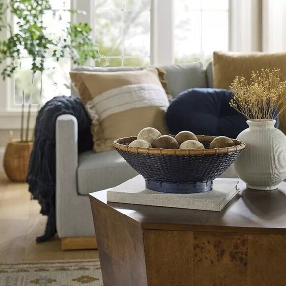 Round Bamboo Decorative Woven Bowl Slate Black - Threshold Studio McGee Fall 24 - Picture 2 of 6